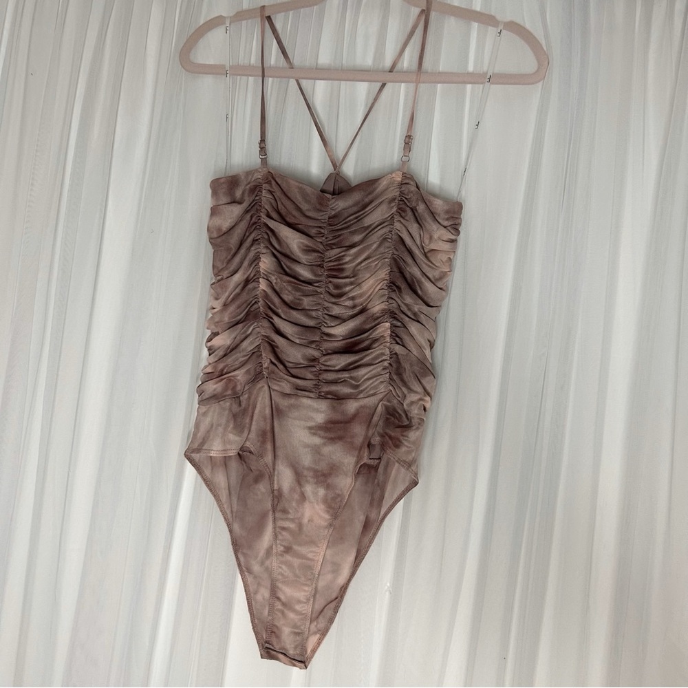 Lulu's Dusty Pink Ruched Bodysuit - Picture 2 of 3